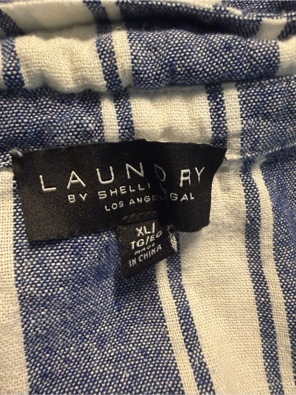 Laundry By Shelli Segal Blue and White Striped Button-Front Top - Picture 5 of 9
